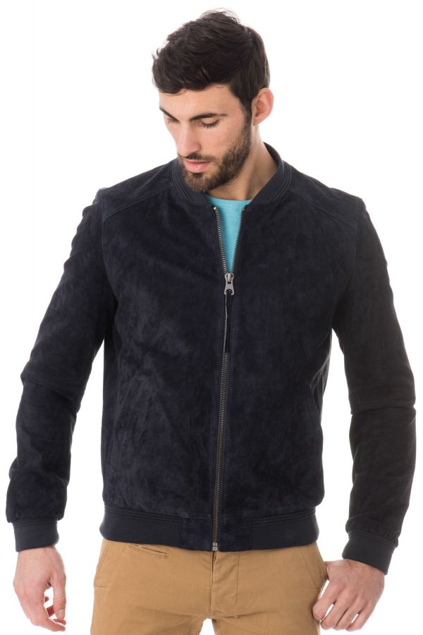 Herren Jacke Redskins Dean Harvard Navy Blue Leder Jack De