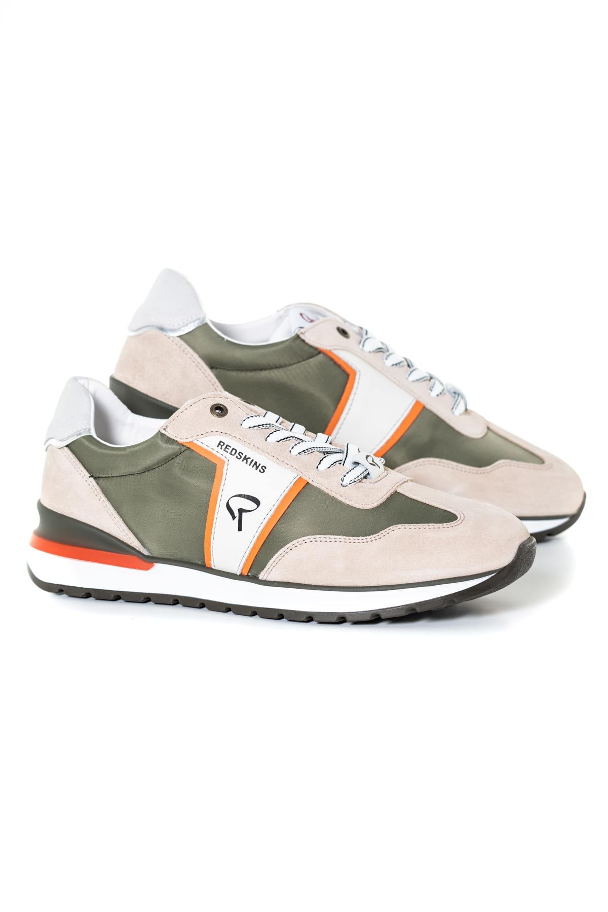 Scarpe Da Ginnastica In Pelle Uomo Redskins PACIFIC BEIGE KAKI ORANGE — vista 1