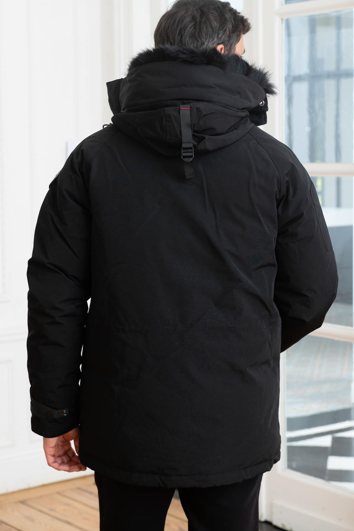Herren Mantel Helvetica Mountain Pioneers SNOW REAL FURS BLACK — Ansicht 5