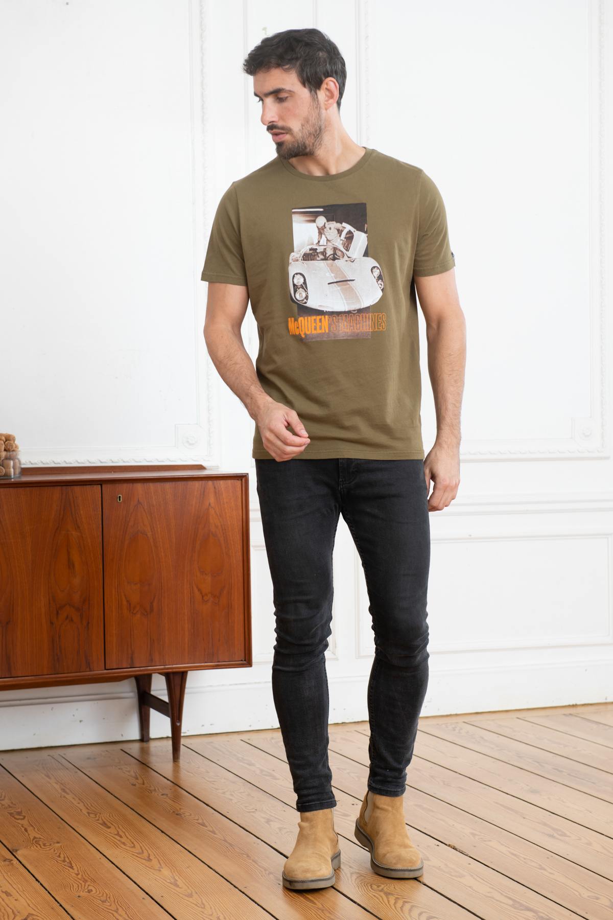 Tee Shirt Homme Steve Mcqueen MACHINE KAKI SHADOW — vue 2