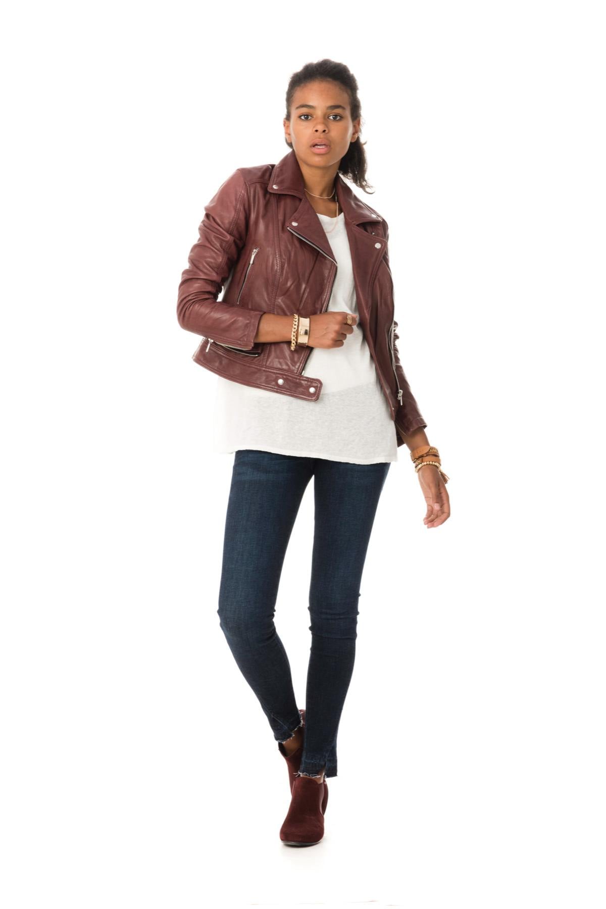 Blouson Femme Rose Garden PANEMA LAMB CASTEL BURGUNDY ZZ10 — vue 2