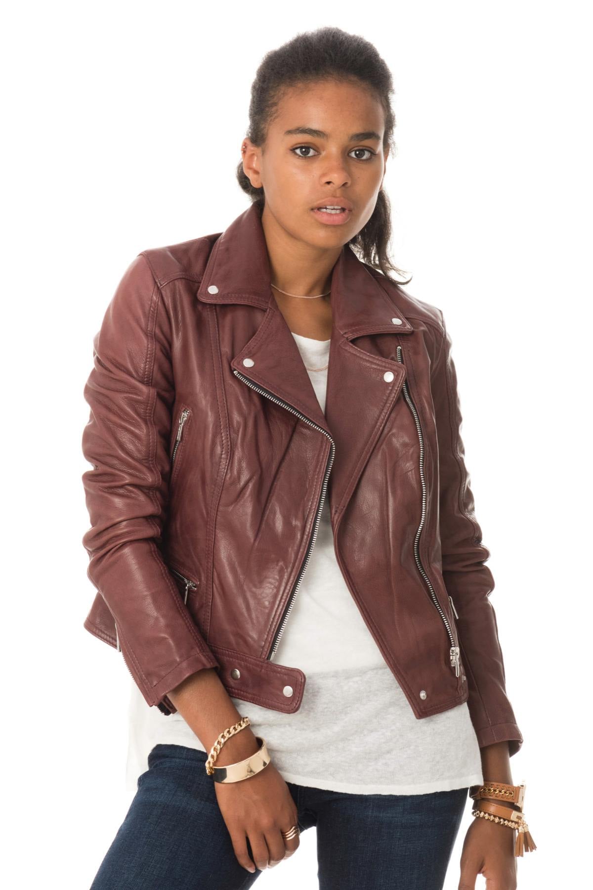 Blouson Femme Rose Garden PANEMA LAMB CASTEL BURGUNDY ZZ10 — vue 3