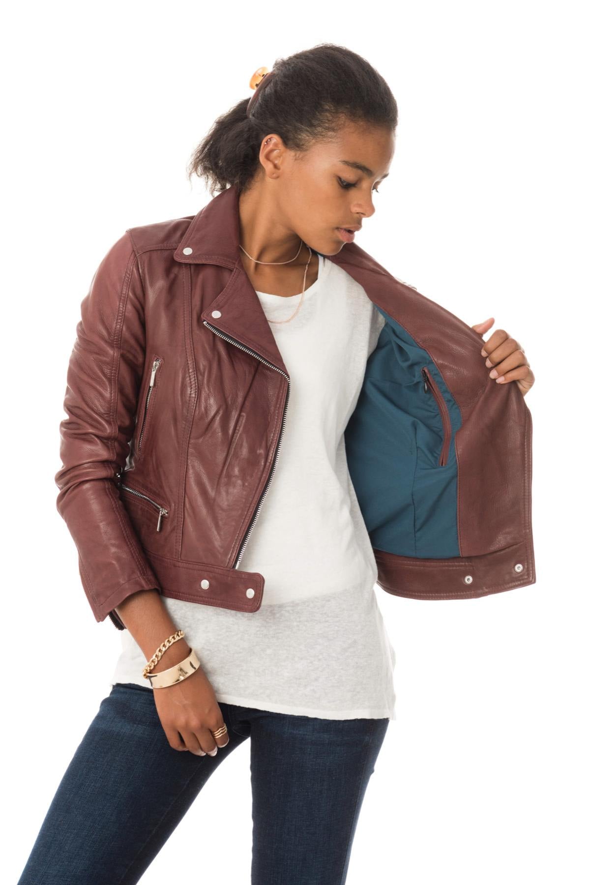 Blouson Femme Rose Garden PANEMA LAMB CASTEL BURGUNDY ZZ10 — vue 5