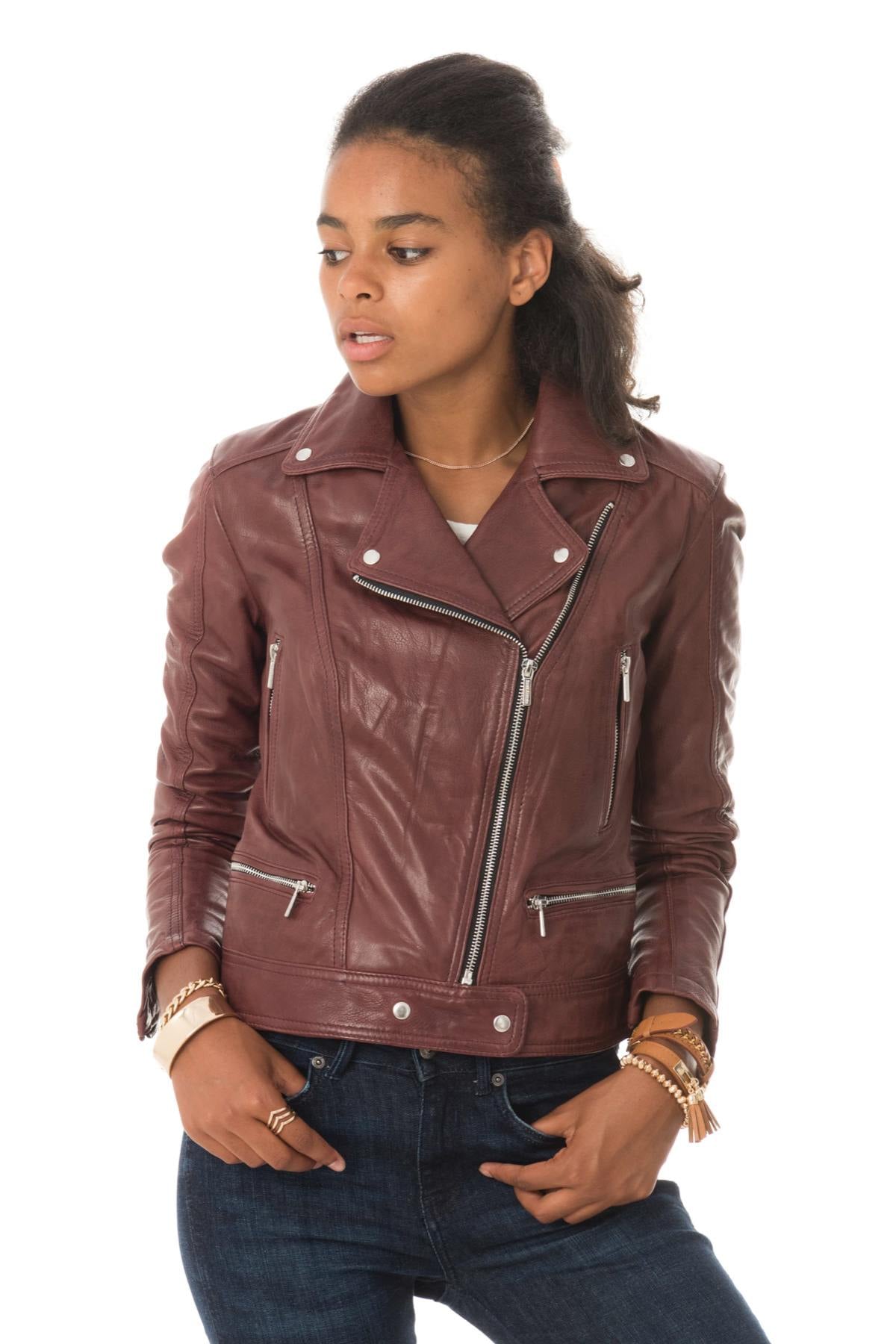 Blouson Femme Rose Garden PANEMA LAMB CASTEL BURGUNDY ZZ10 — vue 4