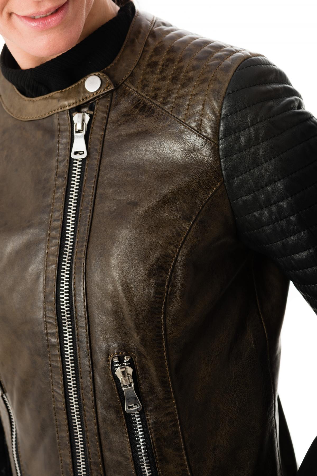 Damen Jacke Korintage ELODIE BI-COLOR ARMY/BLACK — Ansicht 7