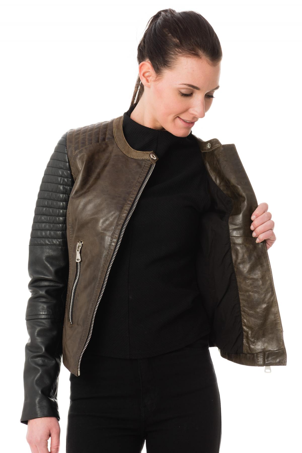 Damen Jacke Korintage ELODIE BI-COLOR ARMY/BLACK — Ansicht 6