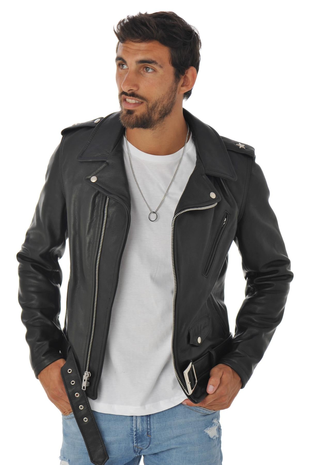Giacche Uomo Schott 519 BLACK — vista 4