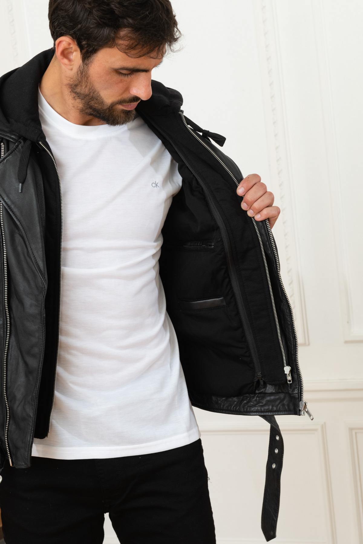 Chaqueta Hombre Serge Pariente ROCKER HOOD BLACK — vista 4