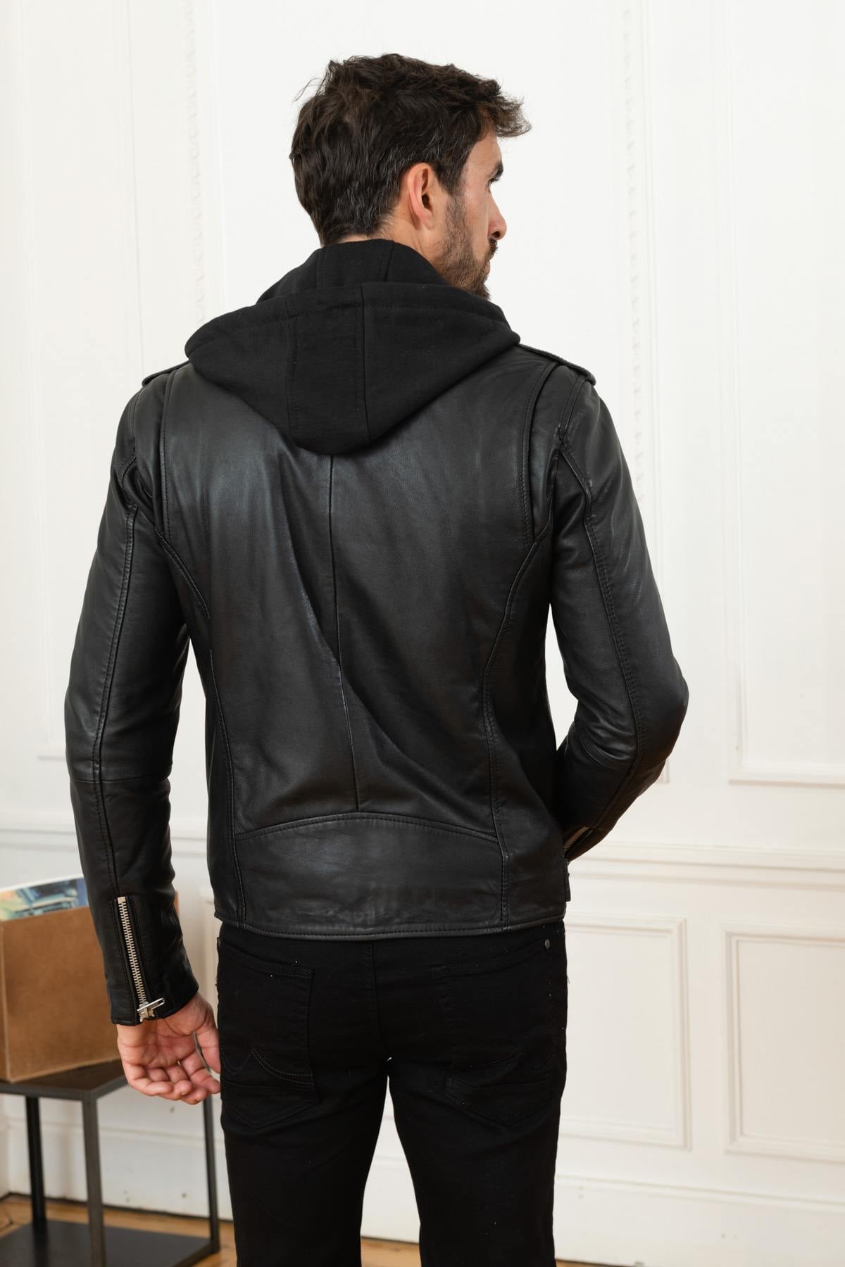 Chaqueta Hombre Serge Pariente ROCKER HOOD BLACK — vista 5