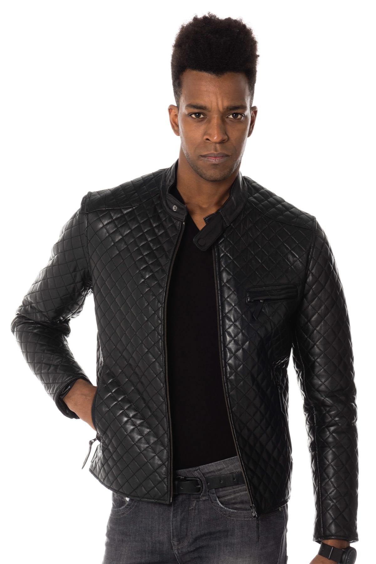 Giacche Uomo Serge Pariente TOP MAN QUILT BLACK ZZ — vista 2