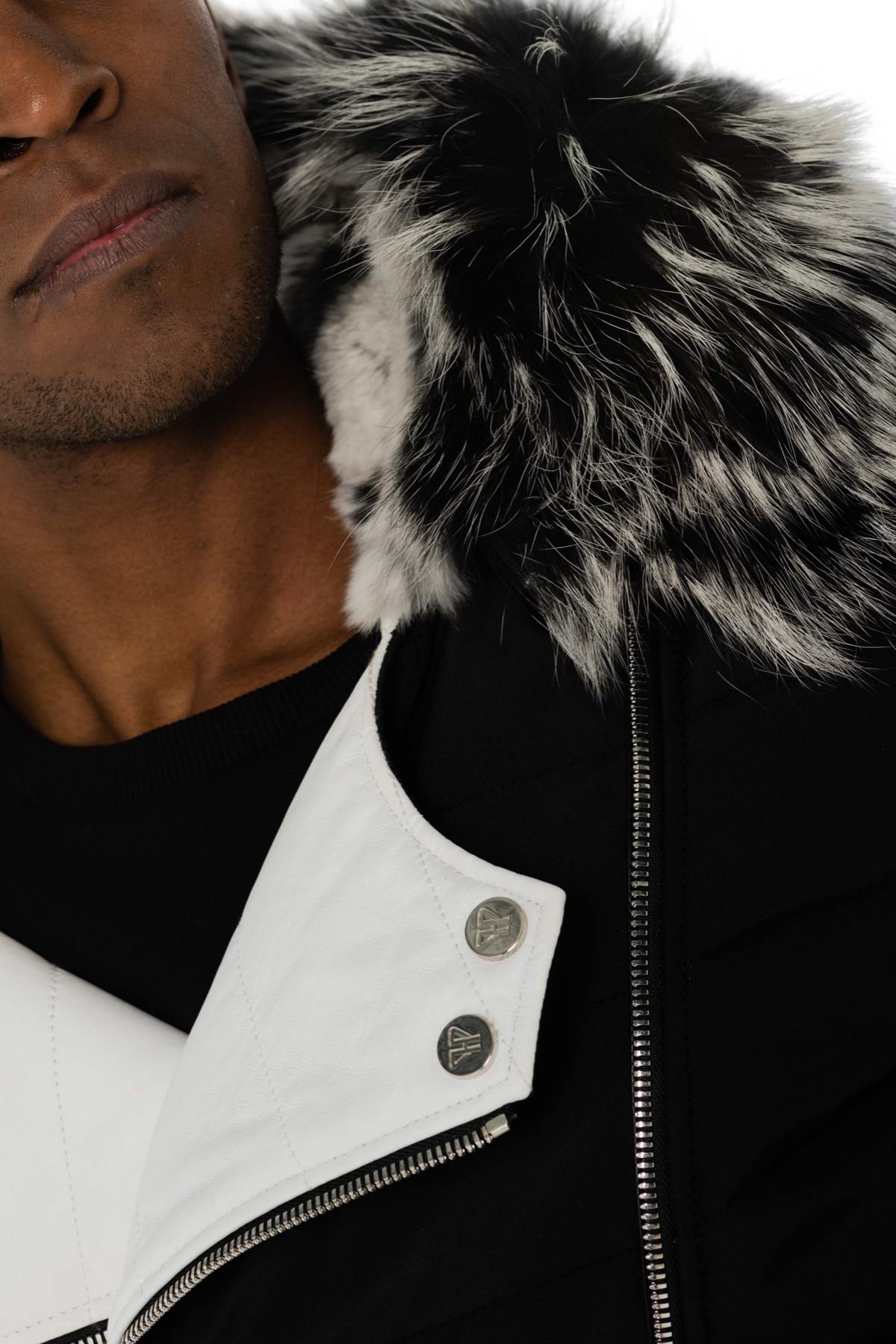 Blouson Homme Horspist CARLTON REX NOIR/BLANC COL SILVER — vue 6