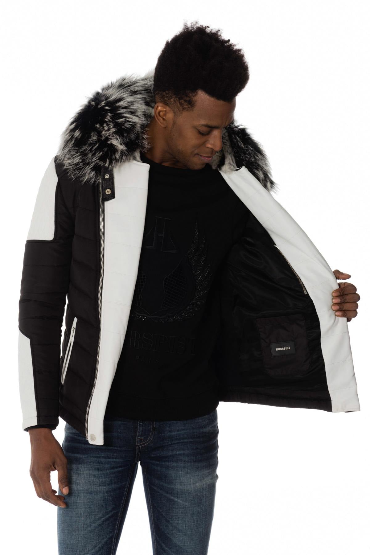 Blouson Homme Horspist CARLTON REX NOIR/BLANC COL SILVER — vue 4