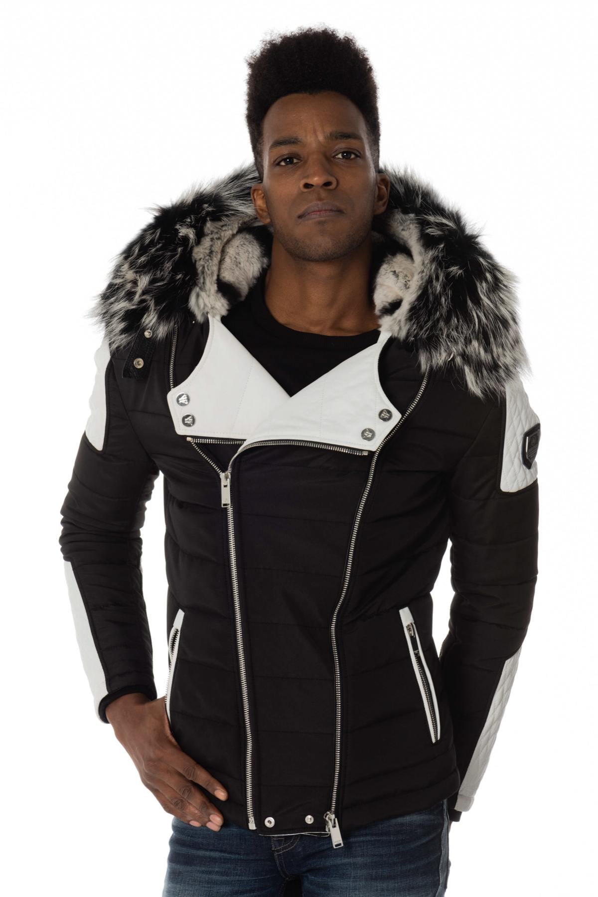 Blouson Homme Horspist CARLTON REX NOIR/BLANC COL SILVER — vue 1