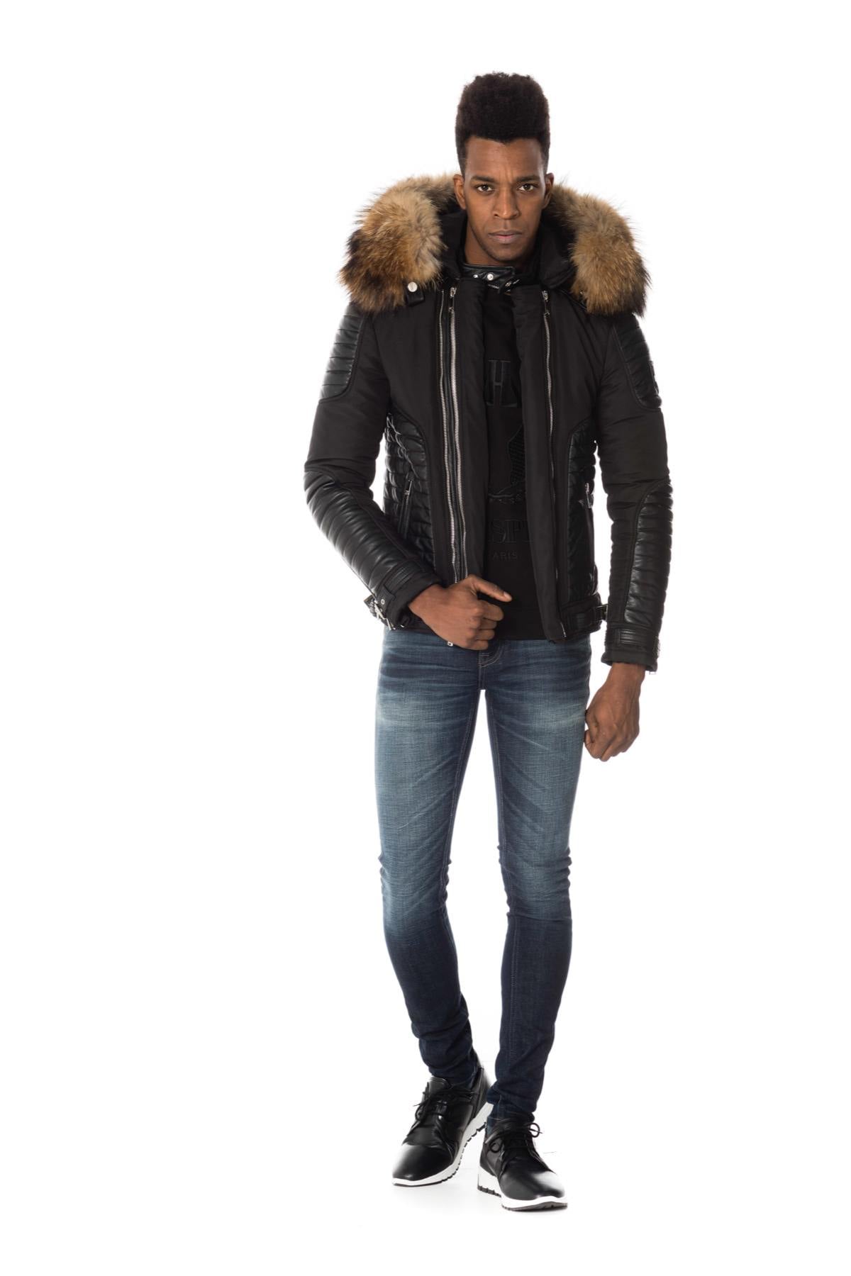 Blouson Homme Horspist MARTINEZ NOIR COL NATUREL 2018 — vue 2