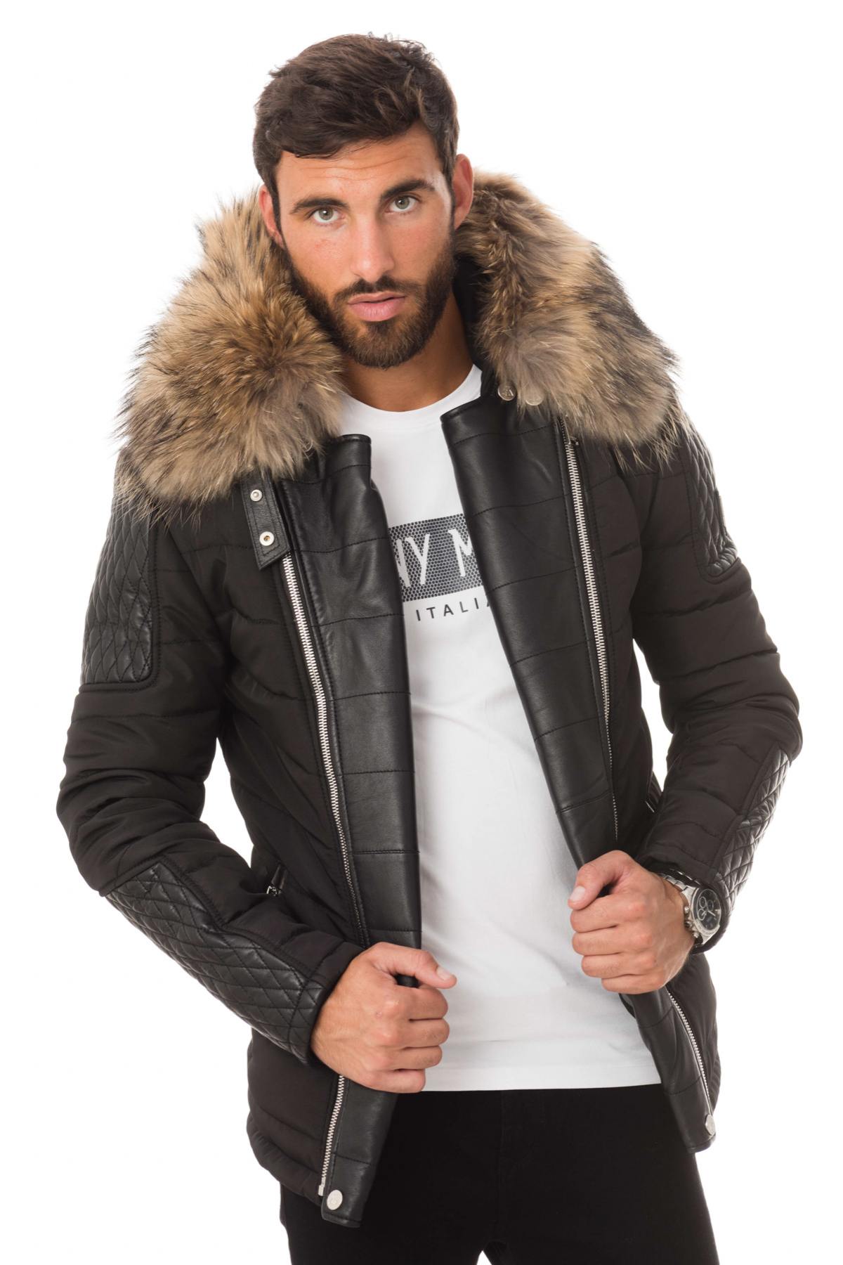 Blouson Homme Horspist CARLTON NOIR COL NATUREL — vue 1