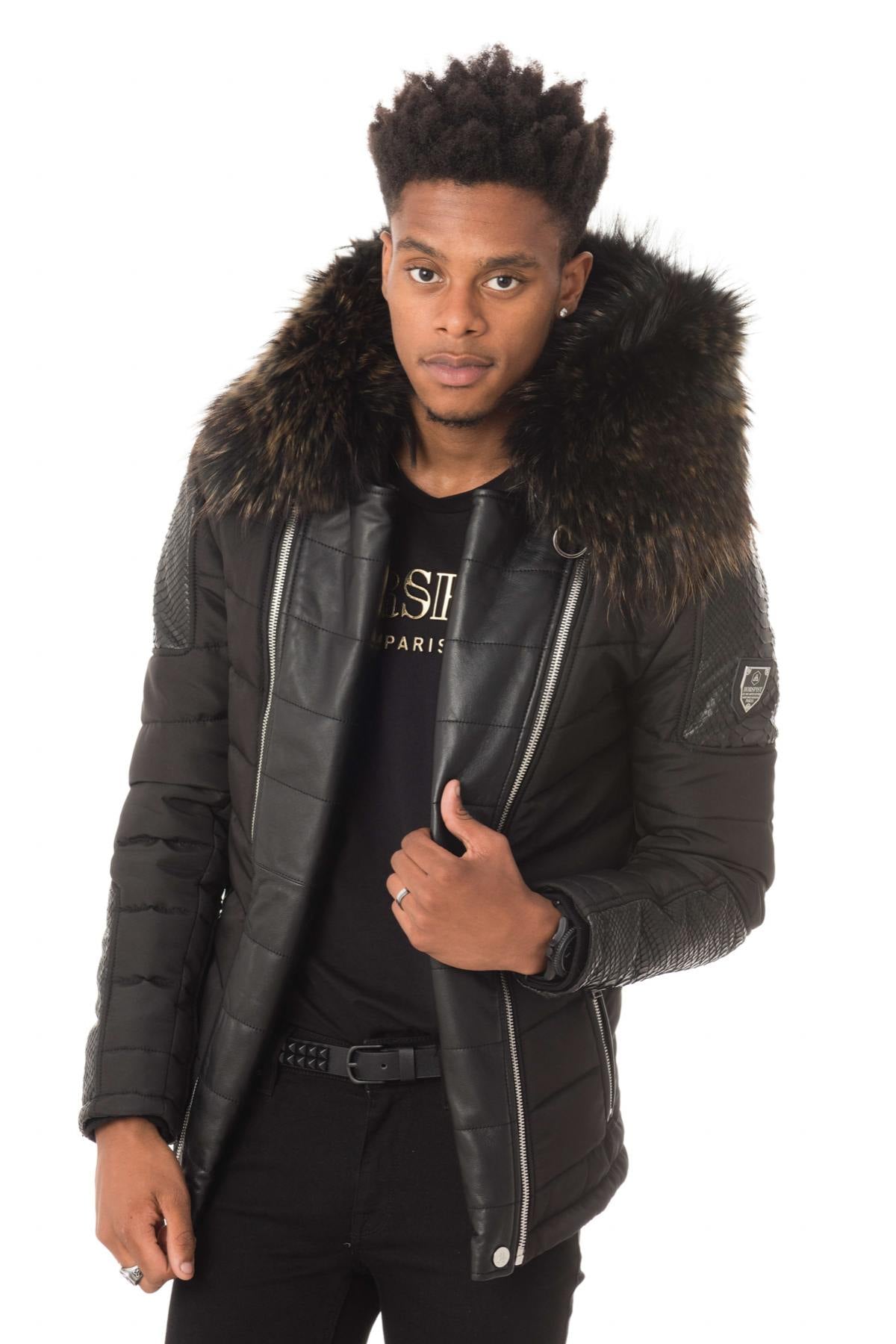 Blouson Homme Horspist CARLTON PYTHON NOIR COL OR  — vue 4