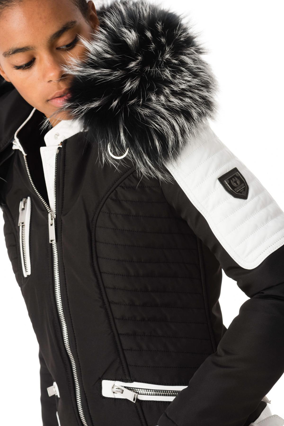 Damen Jacke Horspist NOUNOU NOIR BLANC COL SILVER  — Ansicht 6