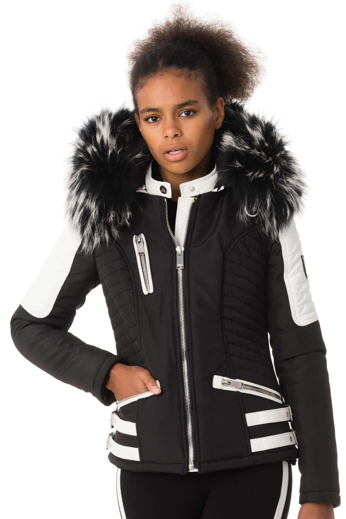 Damen Jacke Horspist NOUNOU NOIR BLANC COL SILVER  — Ansicht 3