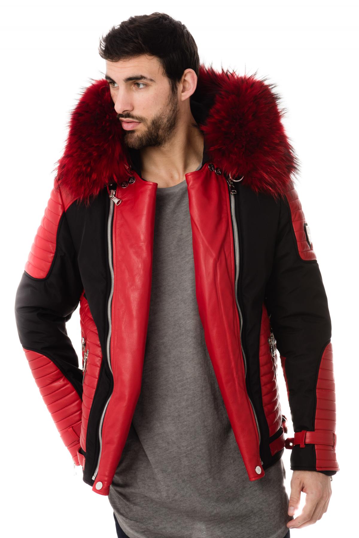 Blouson Homme Horspist VEGAS NOIR ROUGE COL ROUGE — vue 3