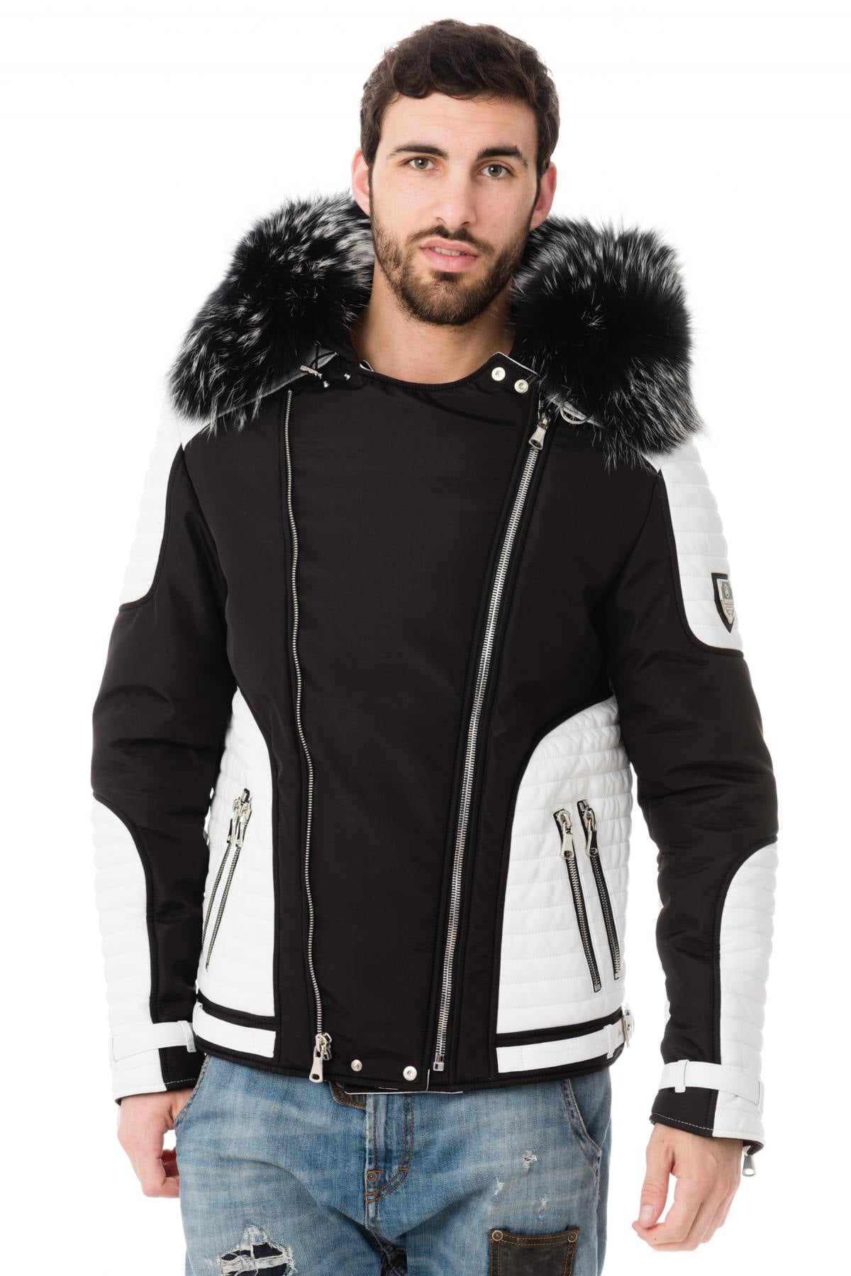 Blouson Homme Horspist VEGAS NOIR BLANC COL SILVER — vue 4