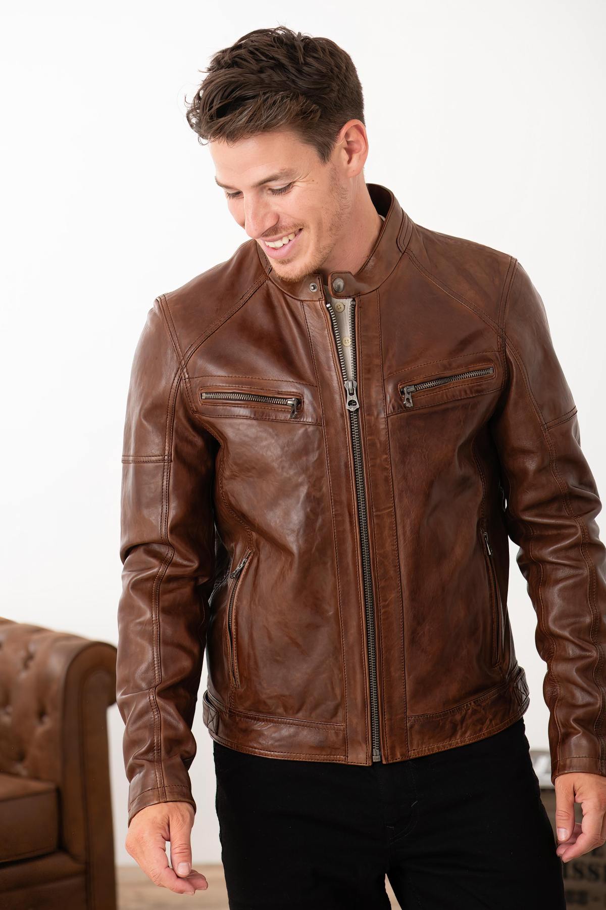 Giacche Uomo Daytona COLLINS LAMB PAOLO DARK COGNAC — vista 4