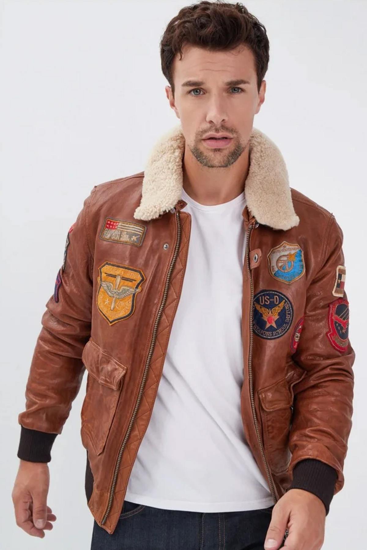 Blouson Homme Daytona MYTHIC + FUR SHEEP PETROL COGNAC — vue 1