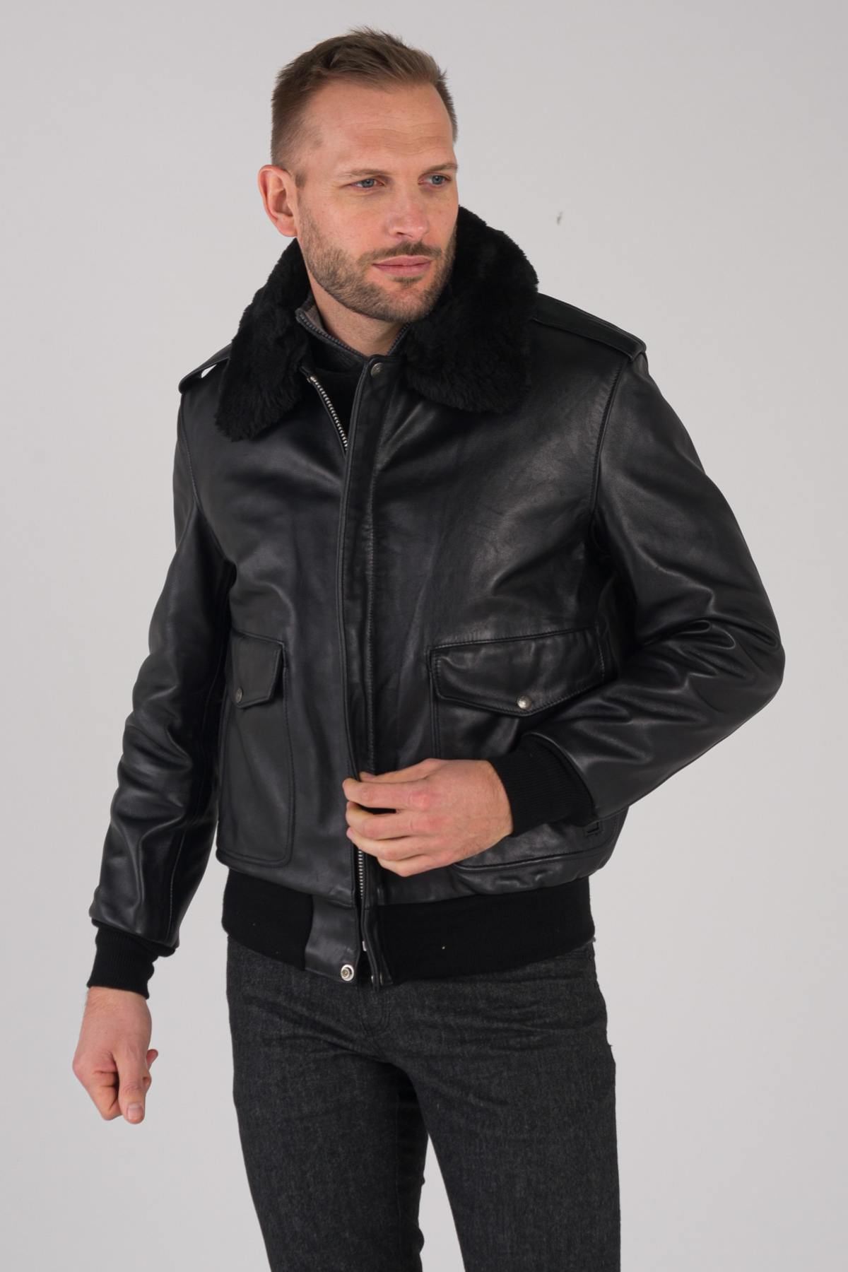 Blouson Homme Schott 184SM BLACK — vue 4