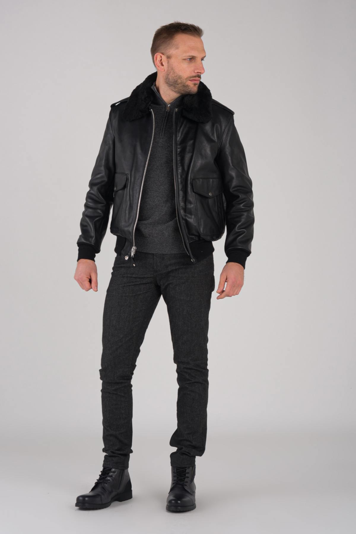 Blouson Homme Schott 184SM BLACK — vue 5