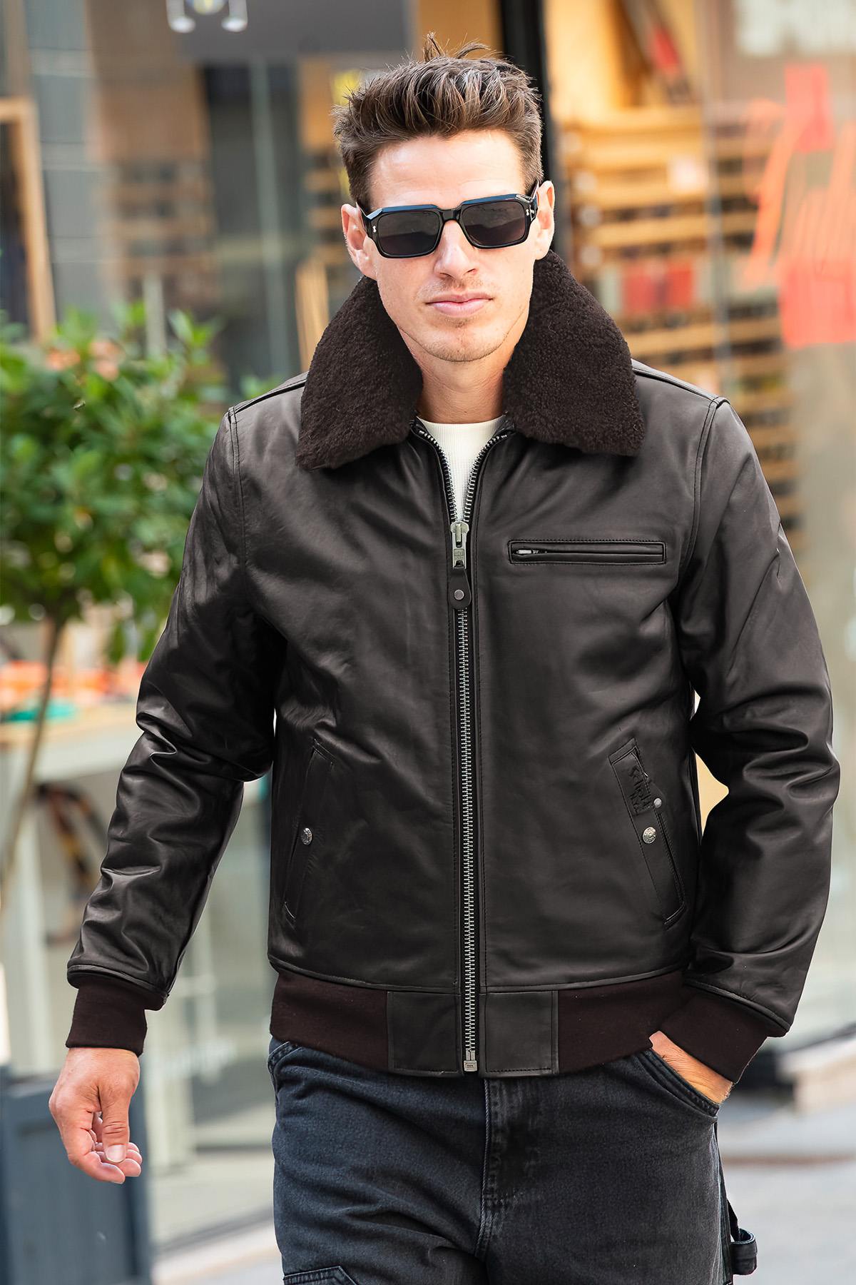 Blouson Homme Schott LC1380 DARK BROWN — vue 3
