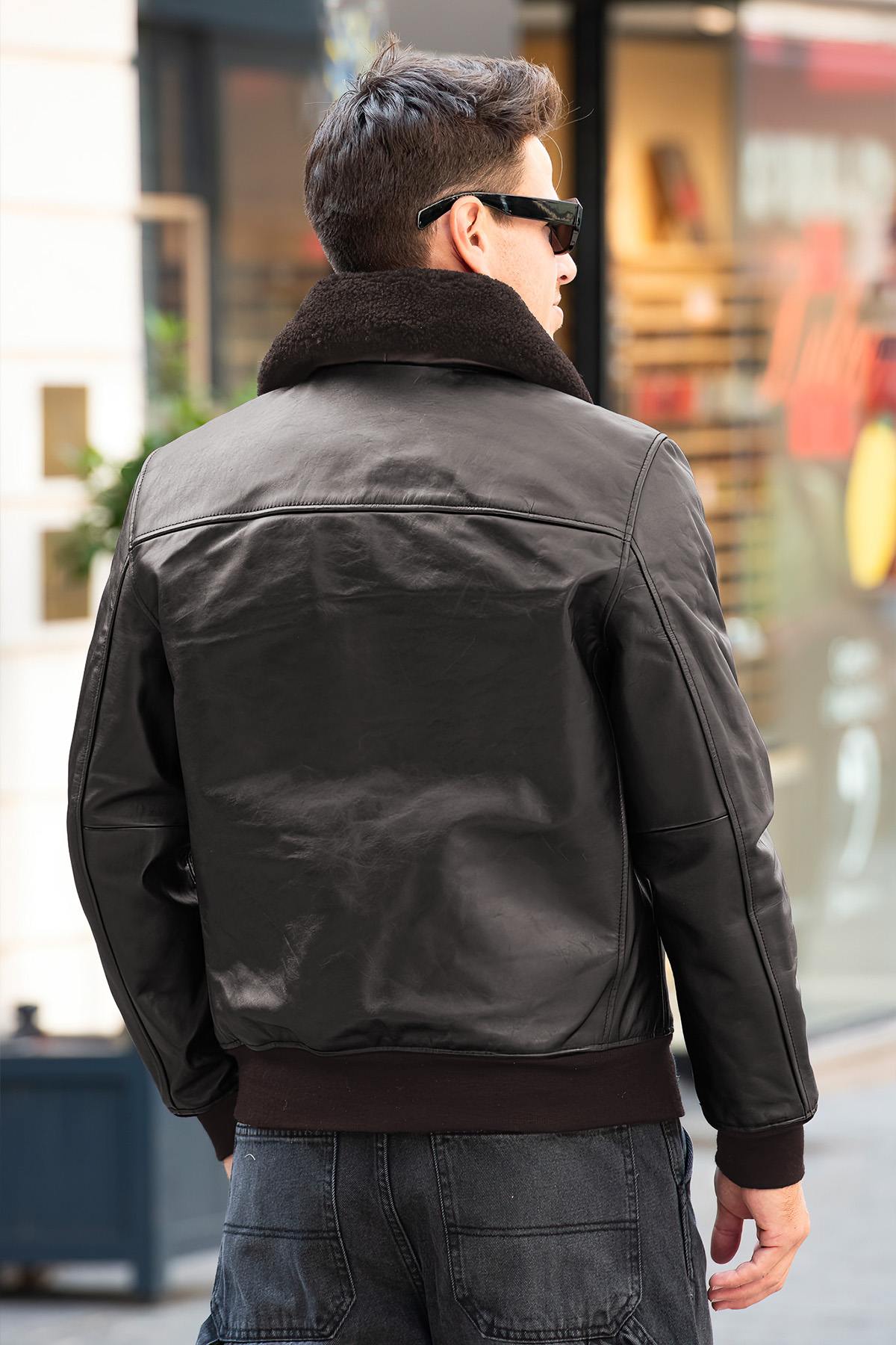 Blouson Homme Schott LC1380 DARK BROWN — vue 5