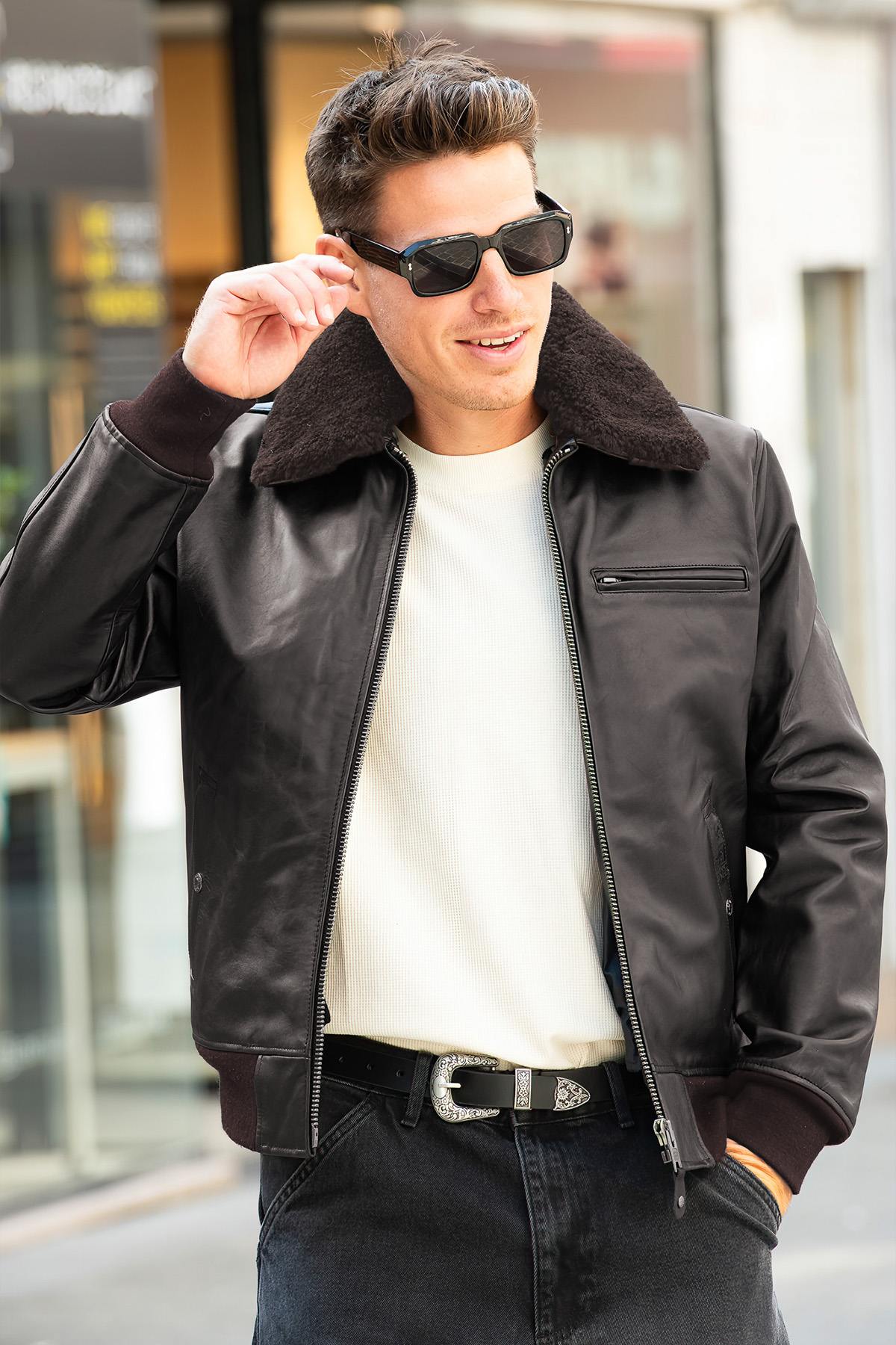 Blouson Homme Schott LC1380 DARK BROWN — vue 1