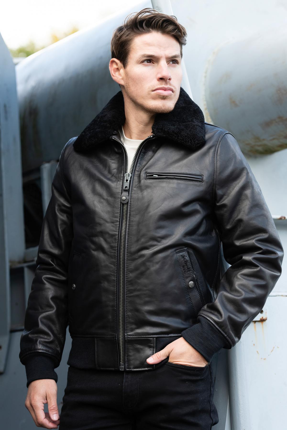 Blouson Homme Schott LC1380 BLACK — vue 1