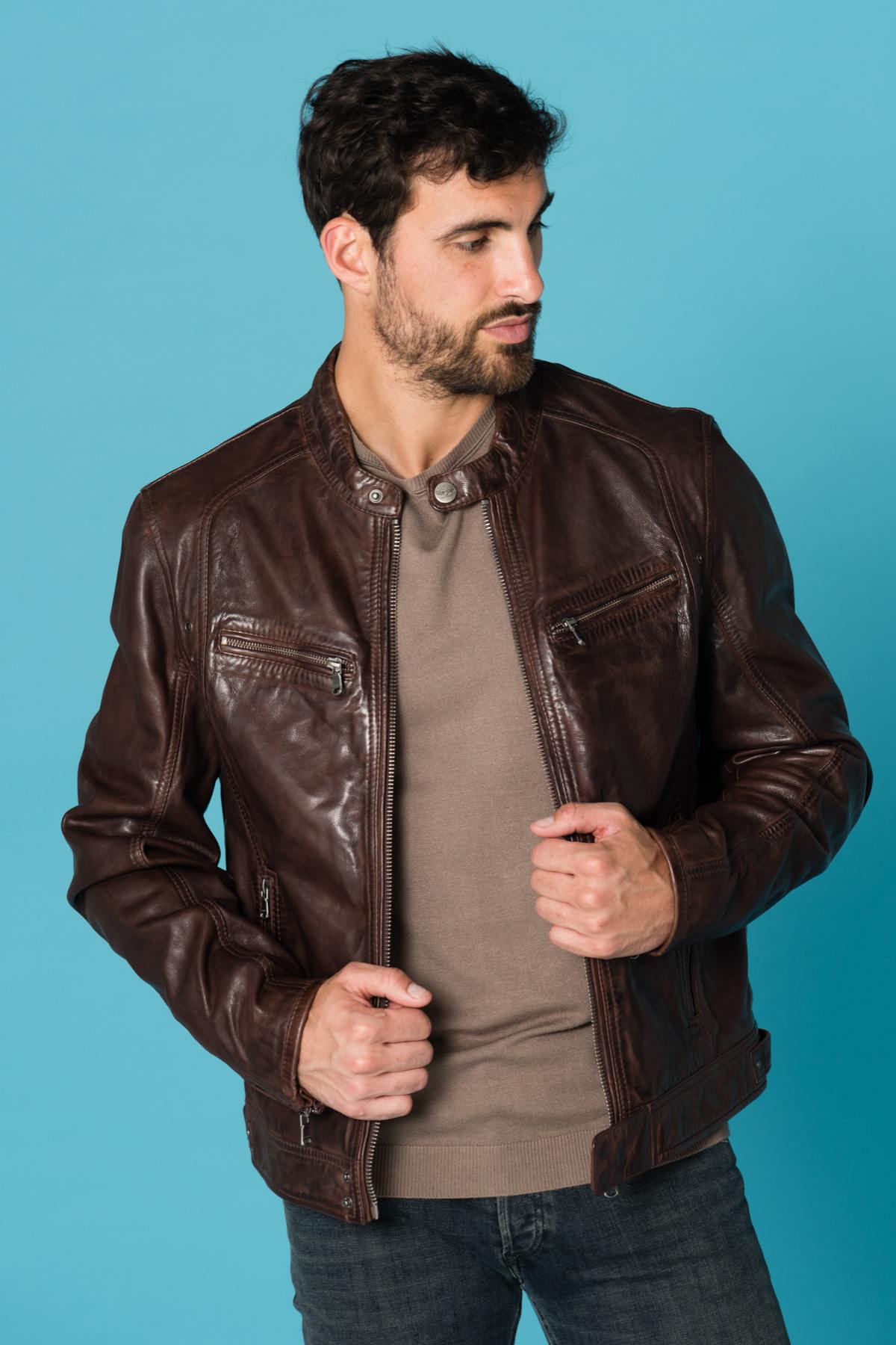Blouson Homme Daytona DUSTIN SHEEP TIGER WINE BROWN — vue 1