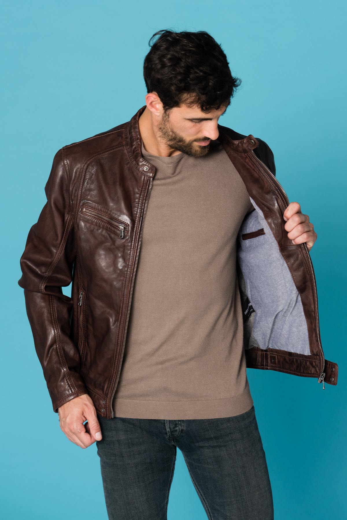 Blouson Homme Daytona DUSTIN SHEEP TIGER WINE BROWN — vue 4