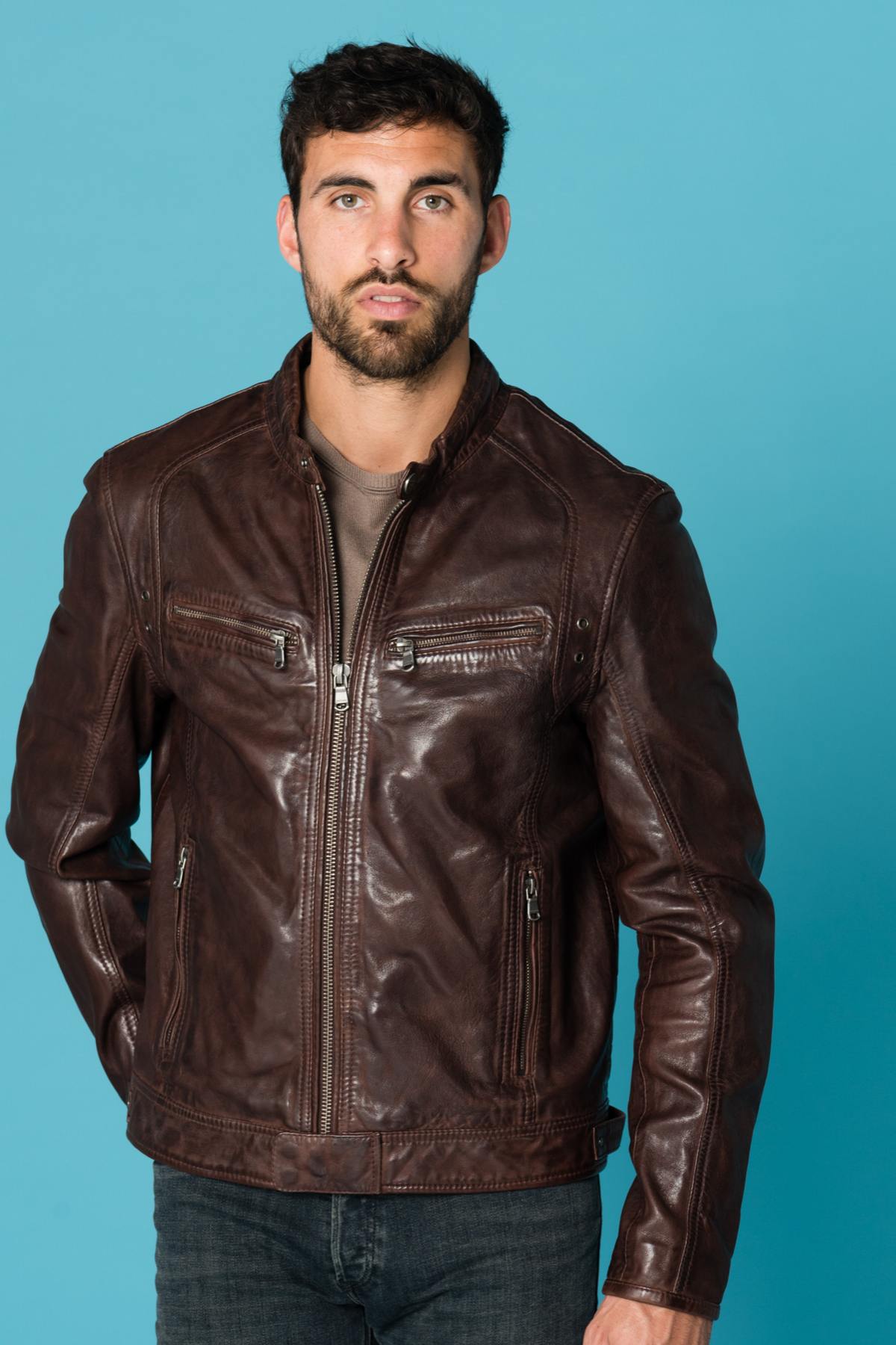 Blouson Homme Daytona DUSTIN SHEEP TIGER WINE BROWN — vue 3
