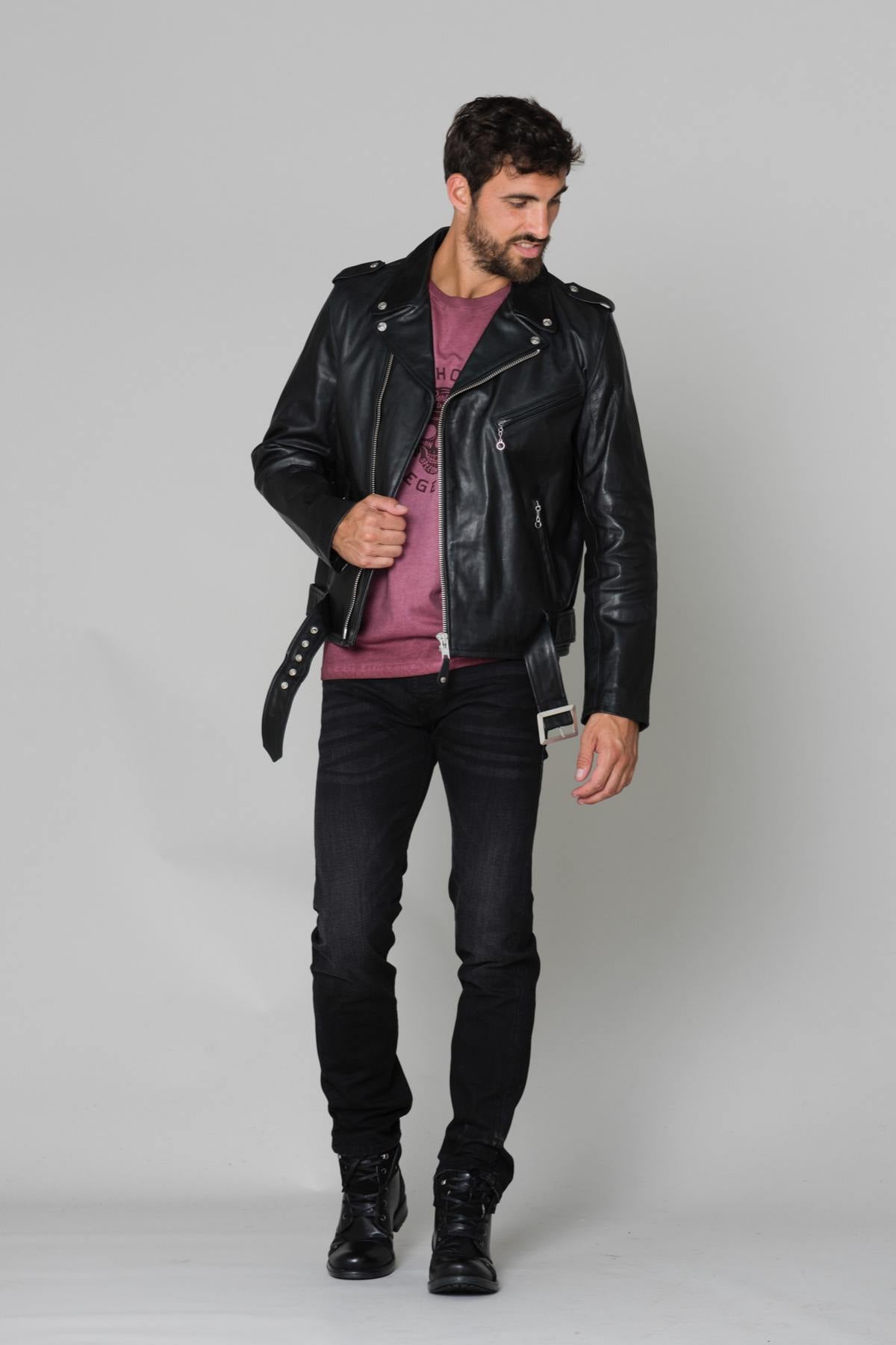 Chaqueta Hombre Schott LCICON2 BLACK — vista 2
