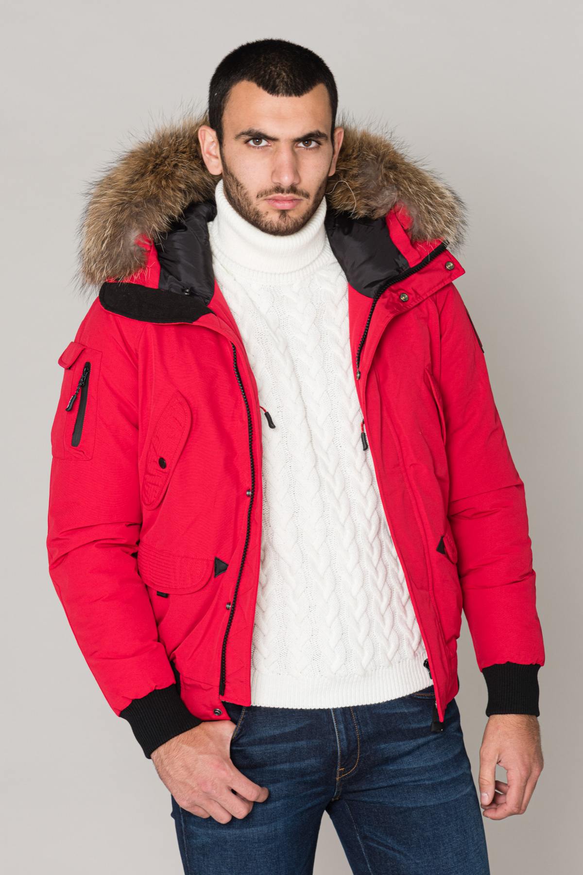 Chaqueta Hombre Helvetica Mountain Pioneers ANCHORAGE MEN RACCOON ED RED  — vista 3
