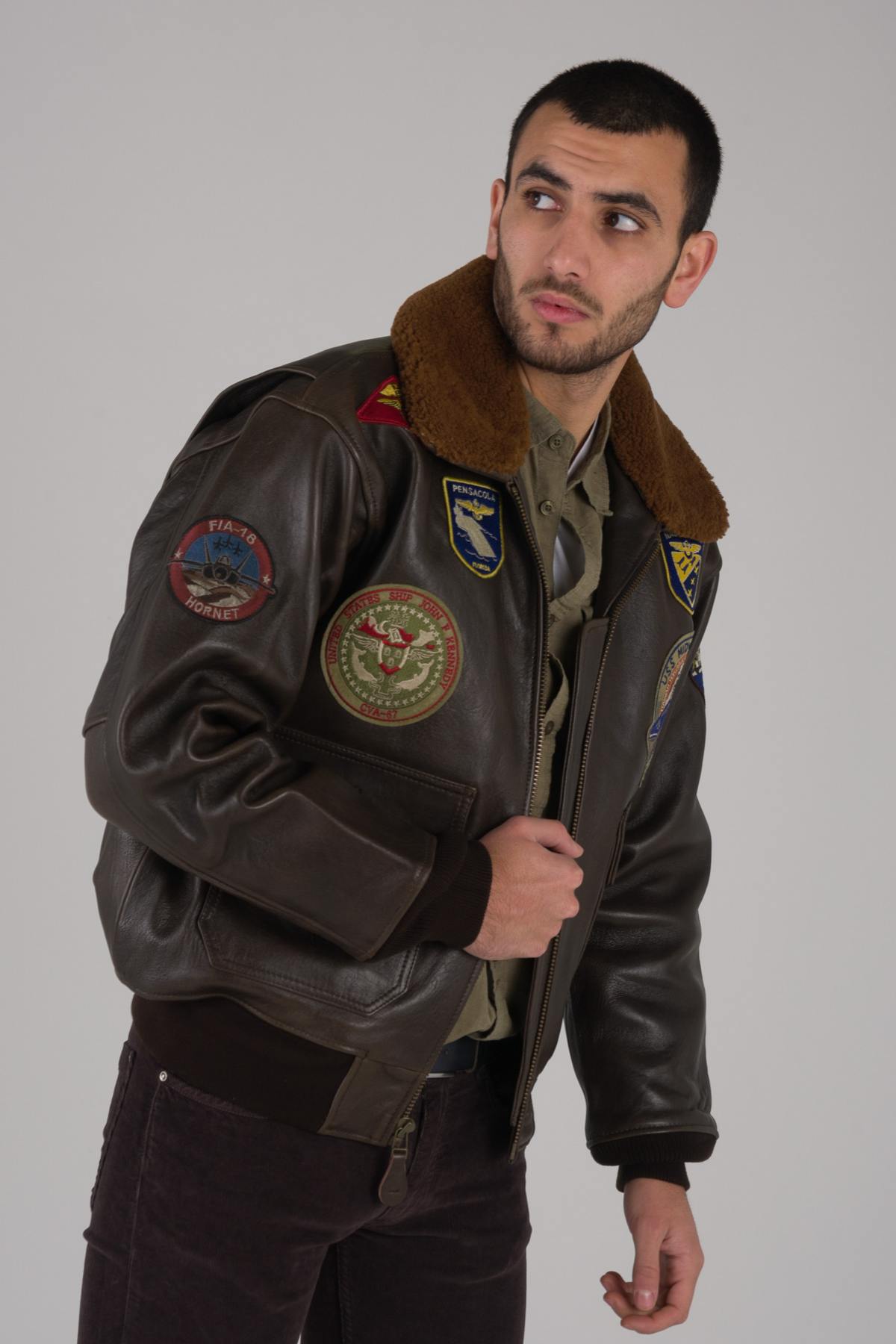 Blouson Homme Schott G1TG BROWN — vue 6