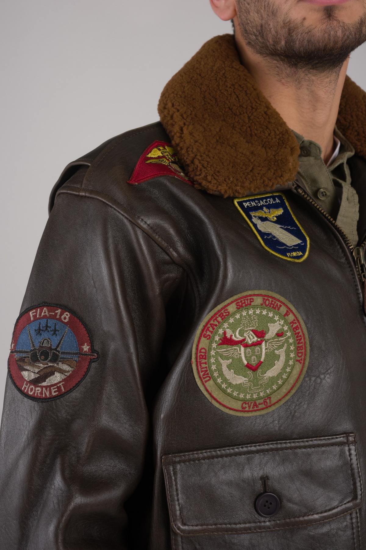 Blouson Homme Schott G1TG BROWN — vue 2
