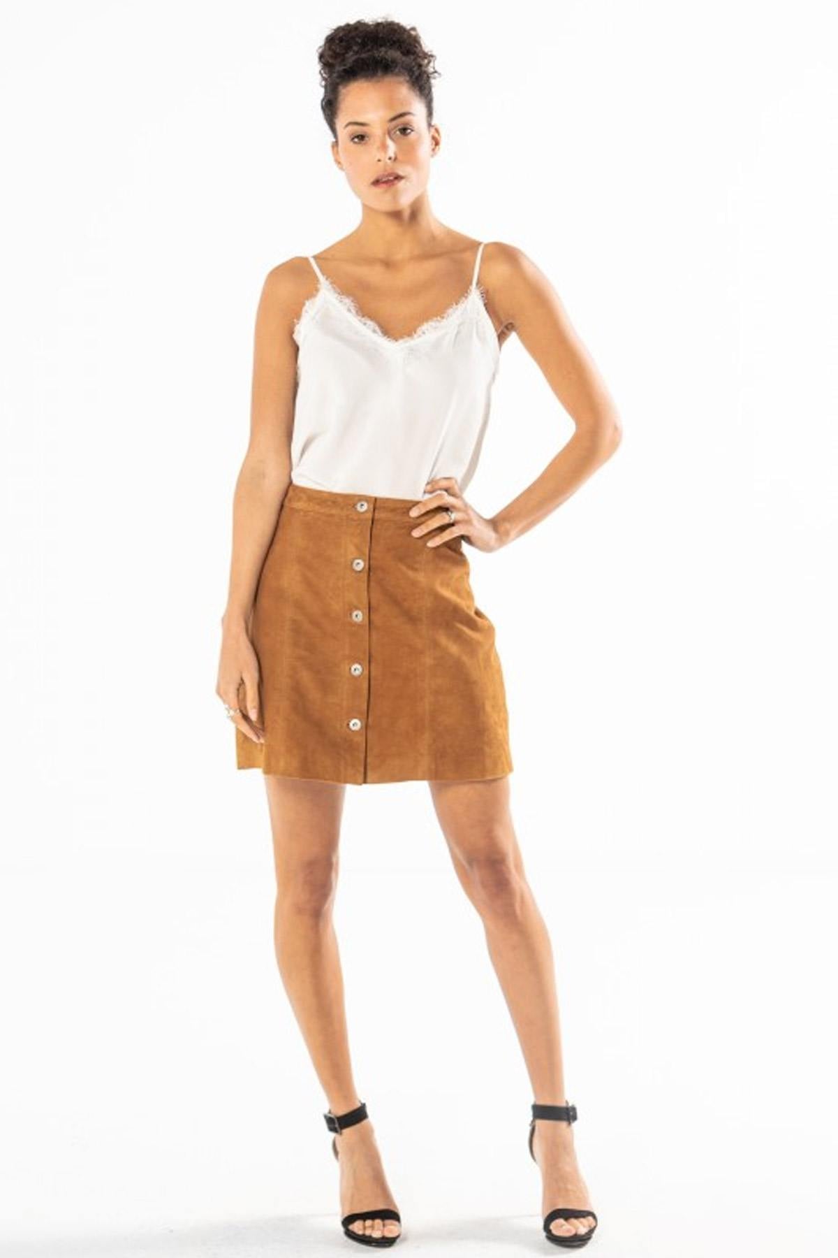 Damen Rock/kleid Rose Garden JUBIGAEL GOAT SUEDE COGNAC  — Ansicht 6