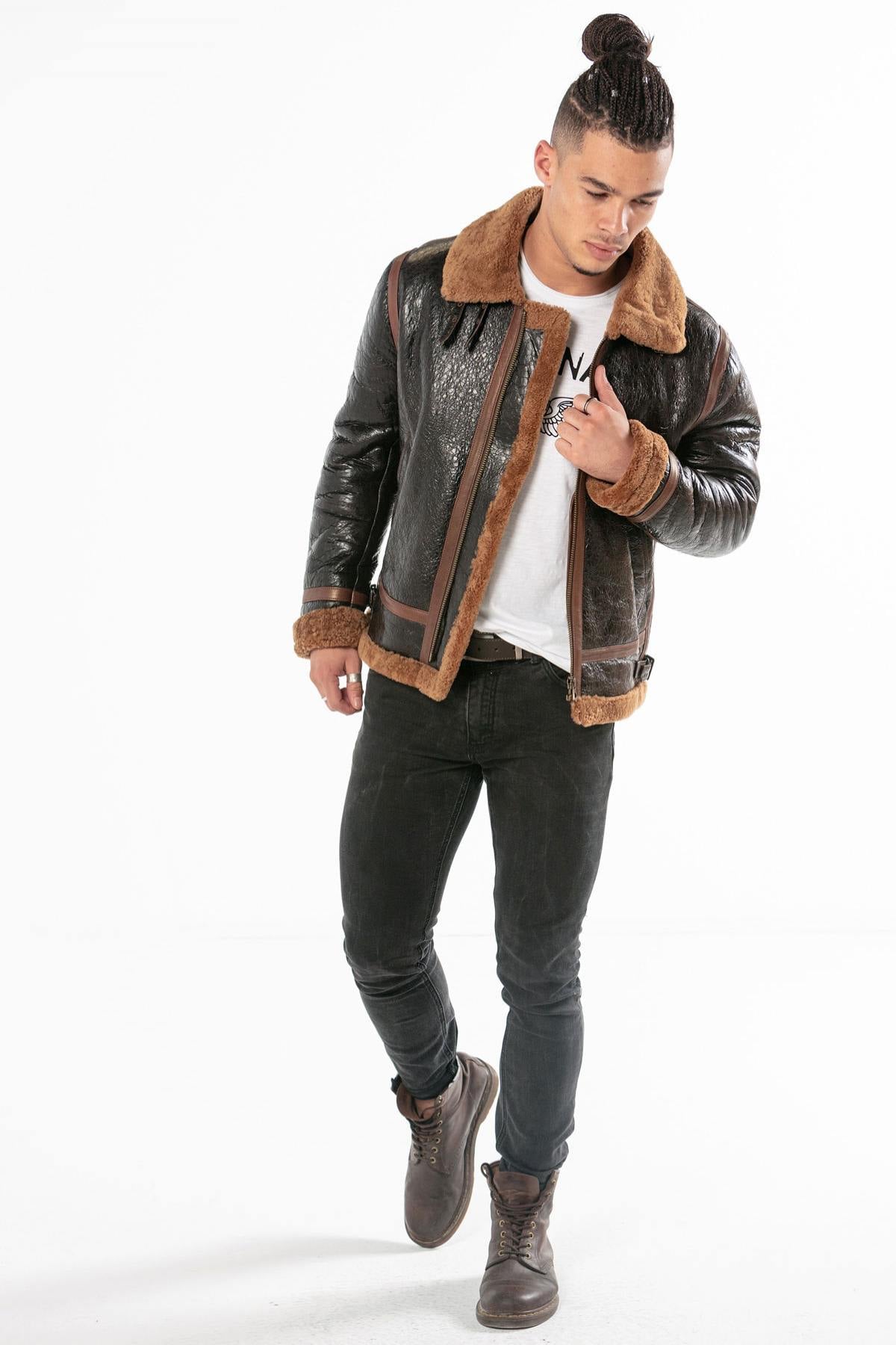 Herren Jacke Daytona BOMBARDIER DFH HUILE BLACK/COGNAC — Ansicht 7