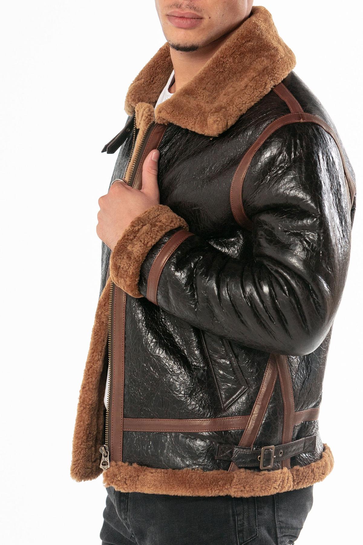 Herren Jacke Daytona BOMBARDIER DFH HUILE BLACK/COGNAC — Ansicht 3