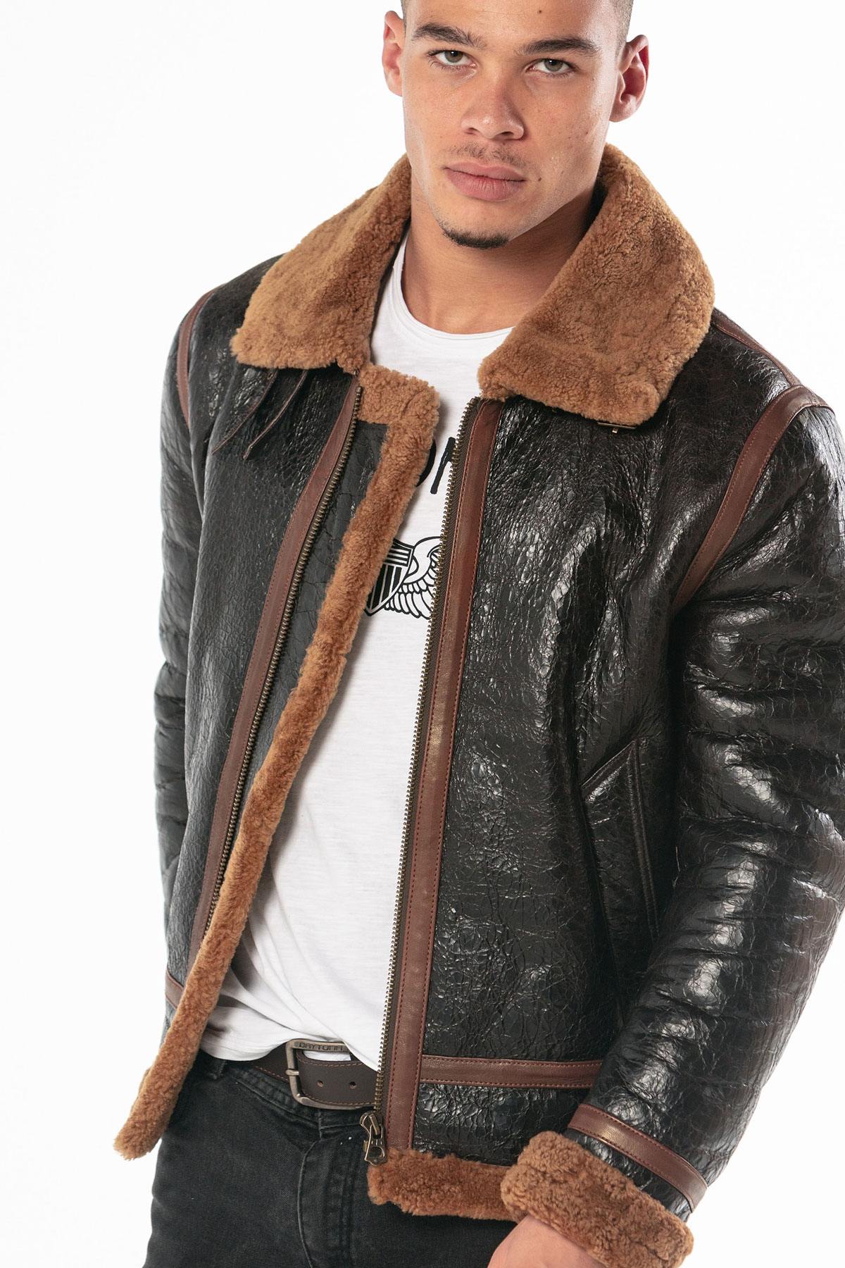 Herren Jacke Daytona BOMBARDIER DFH HUILE BLACK/COGNAC — Ansicht 1