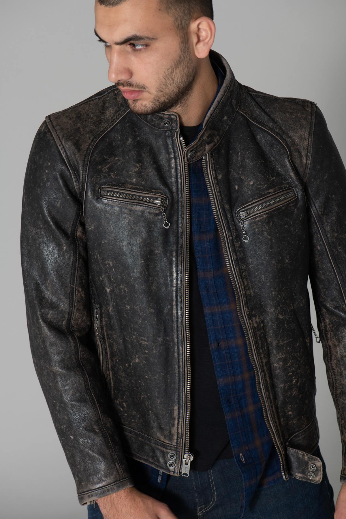 Herren Jacke Daytona HURICAN COW ASPHALT BLACK — Ansicht 1