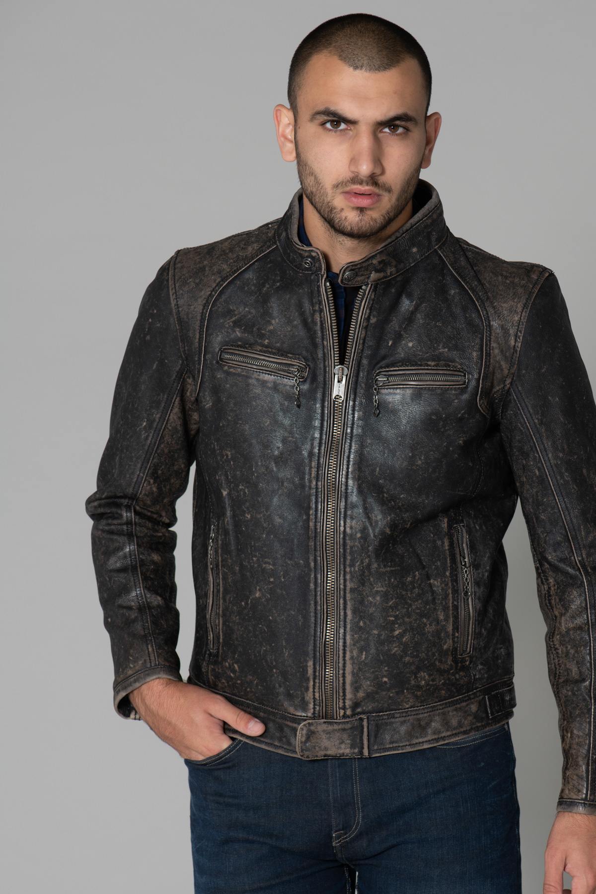 Herren Jacke Daytona HURICAN COW ASPHALT BLACK — Ansicht 3