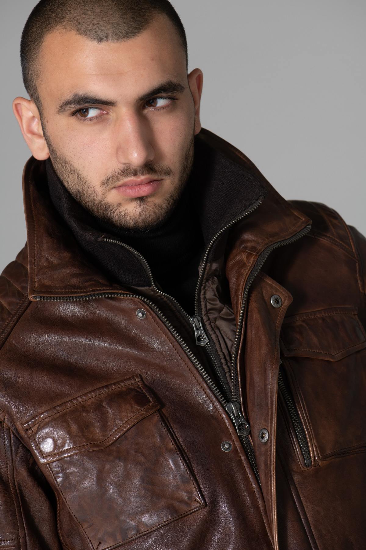 Giacche Uomo Daytona RODEO+IC LAMB PAOLO DARK COGNAC — vista 3