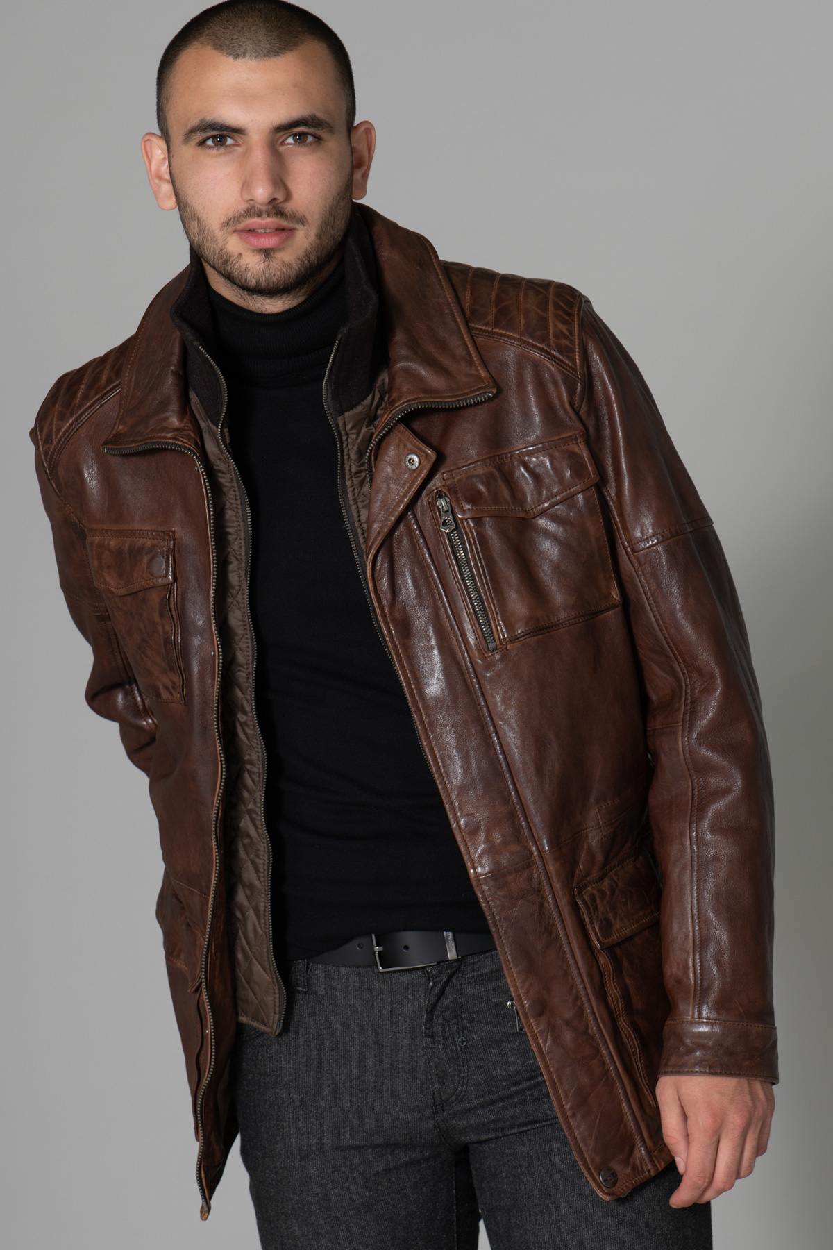 Giacche Uomo Daytona RODEO+IC LAMB PAOLO DARK COGNAC — vista 4