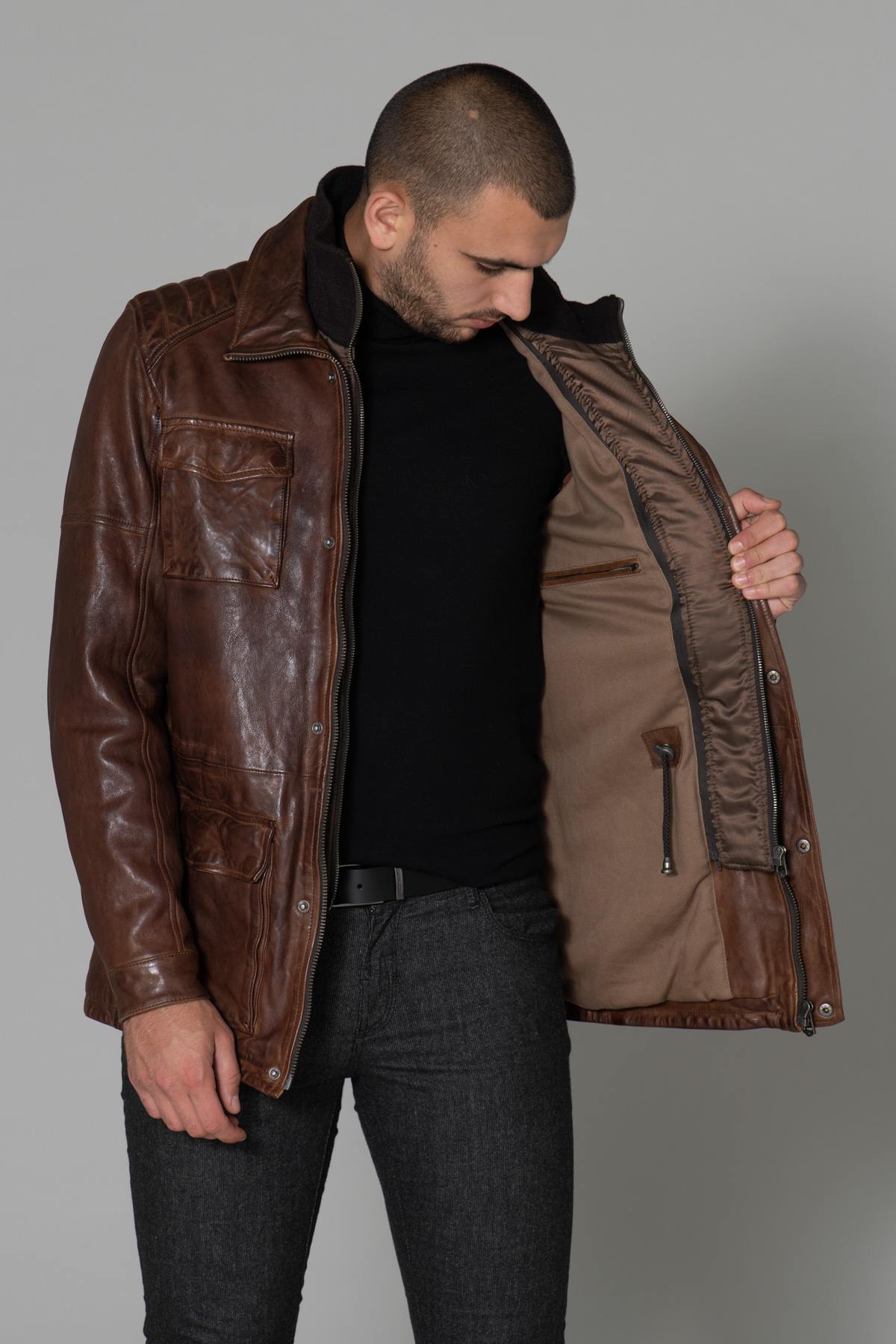 Giacche Uomo Daytona RODEO+IC LAMB PAOLO DARK COGNAC — vista 5