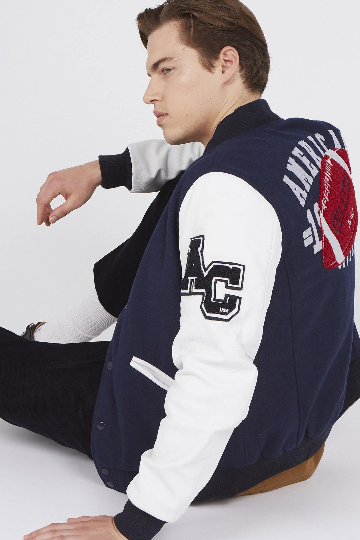 Giacche Uomo American College REF 70 NAVY/WHITE — vista 2