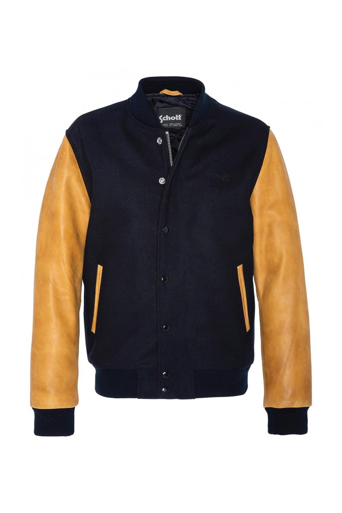 Blouson Homme Schott LCUSA NAVY/COGNAC — vue 6